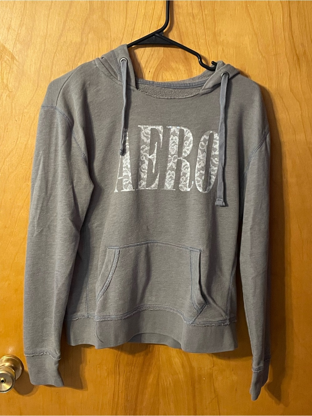 Aeropostale Gray Pullover Hoodie with White Logo
